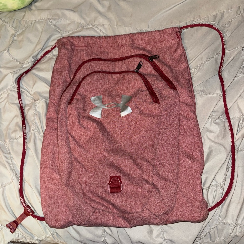 Under Armour Heather Rose Drawstring Backpack with Silver Logo